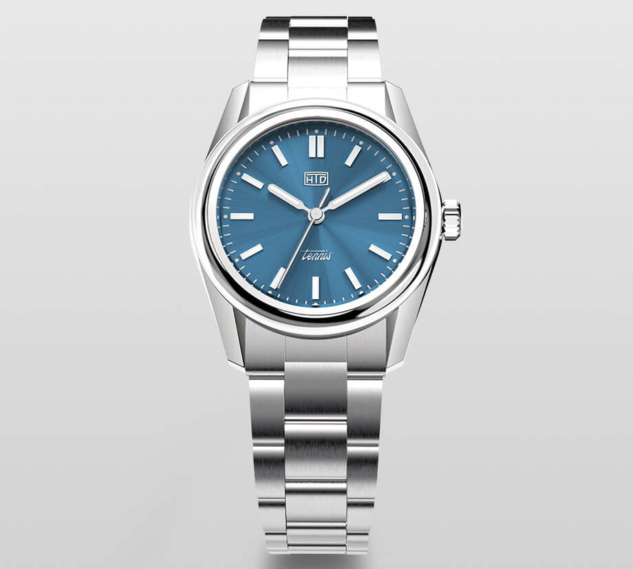 Orologio HTD Tennis Chic in acciaio con quadrante blu elegante, design raffinato per uso quotidiano e sportivo.